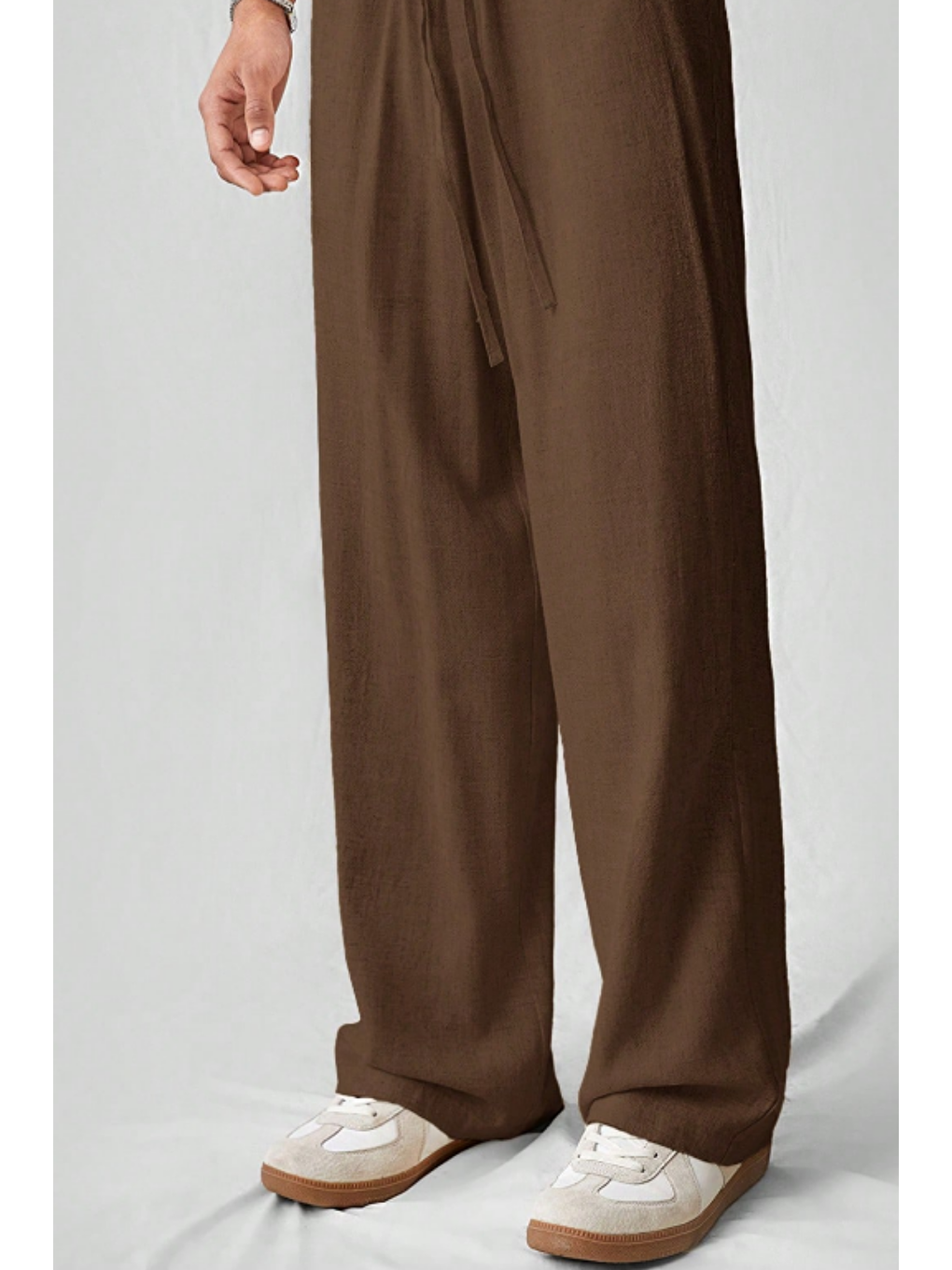 Hafif Ve Rahat Müslin Baggy Erkek Pantolon - Kahverengi-3