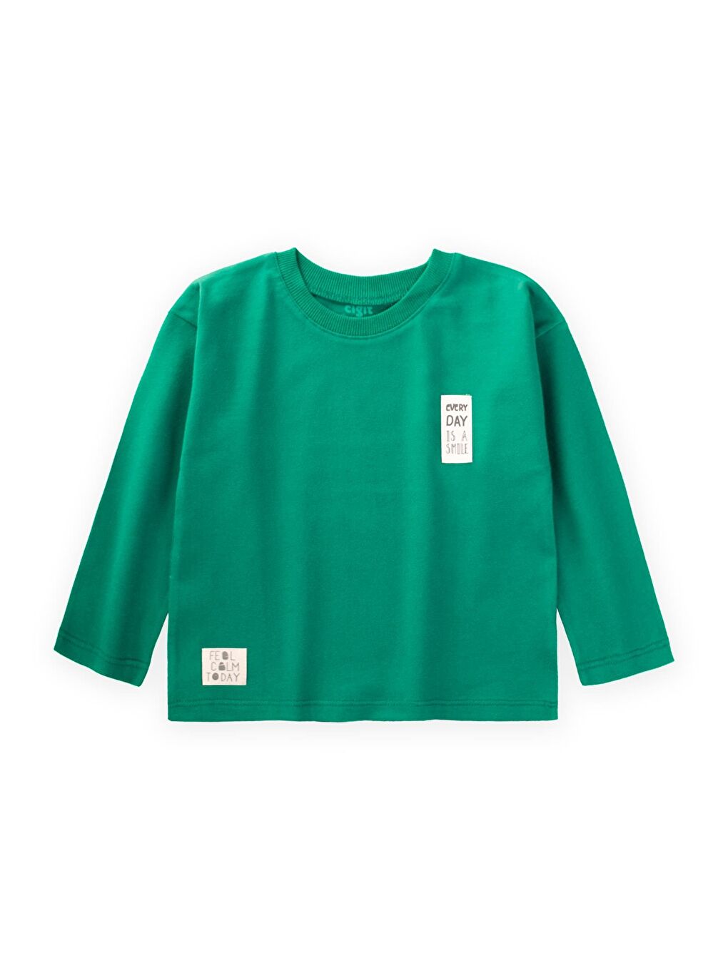 Etiket Detaylı Mevsimlik T-Shırt 2-10 Yaş Yeşil