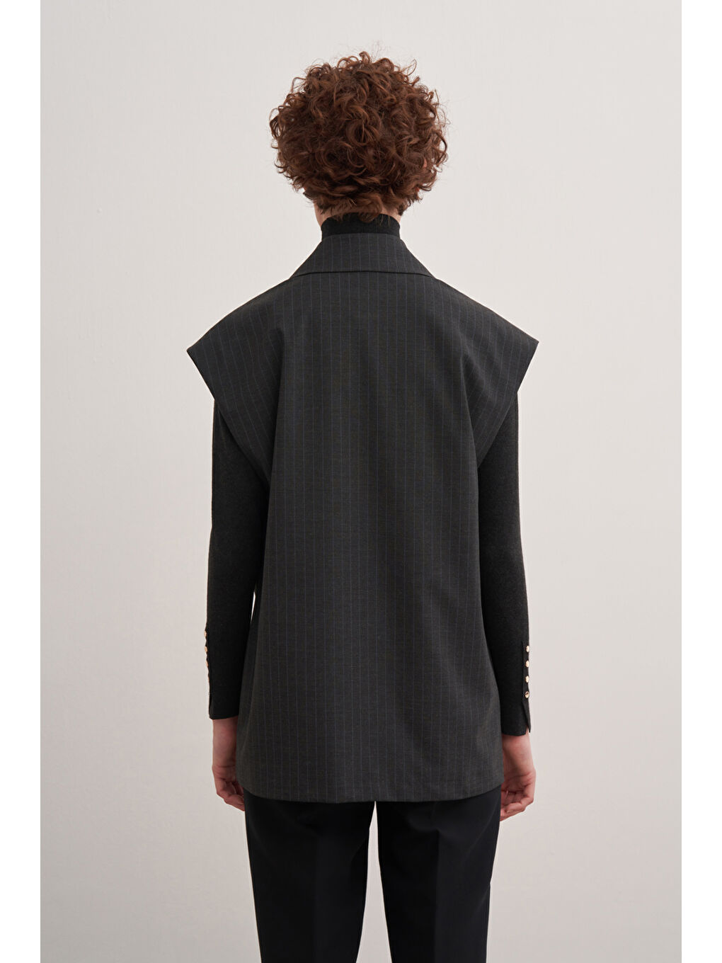 Gri Füme 9153111 Düğmeli Cepli Yelek-4