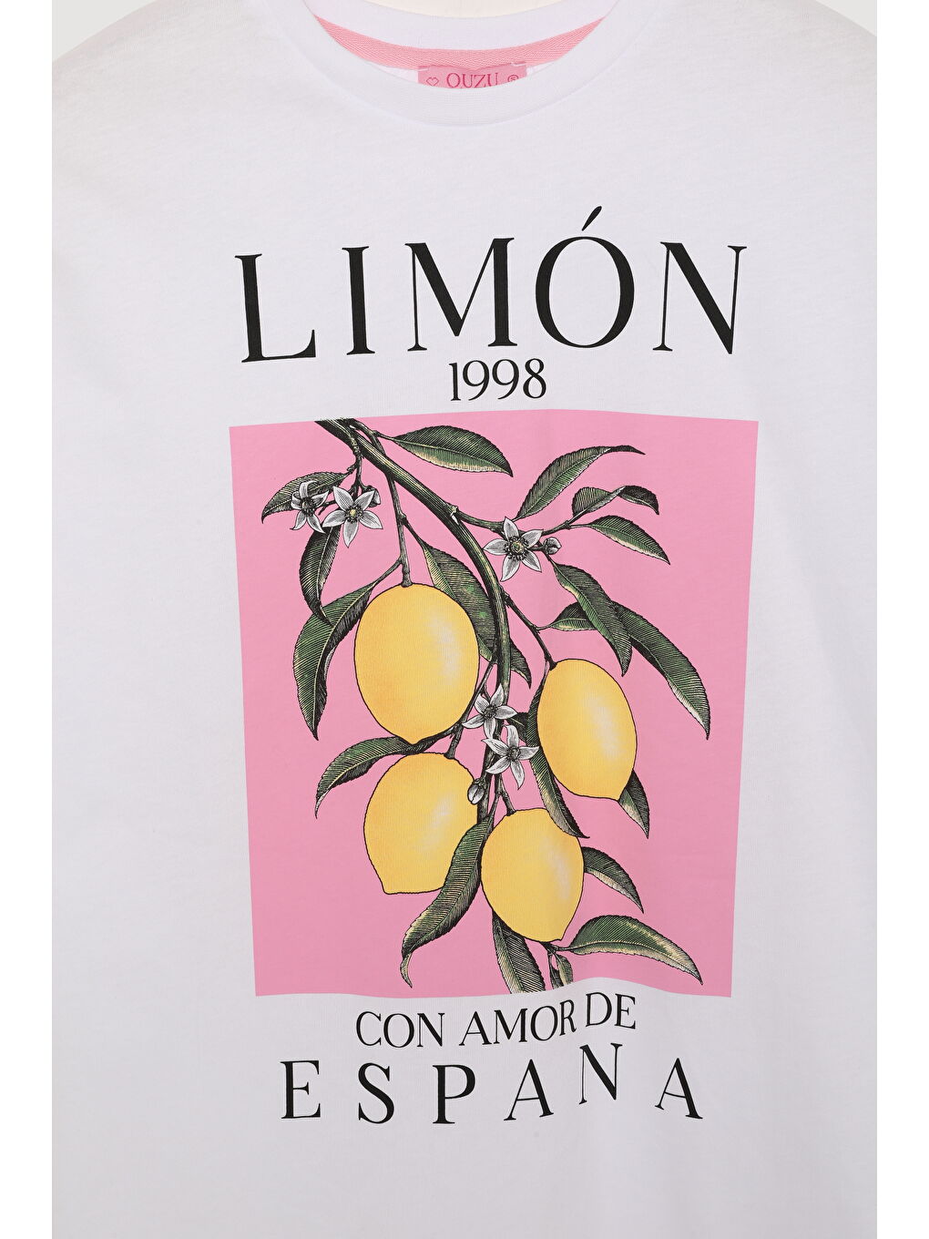 Renkli Limon Baskılı Tişört Beyaz-1