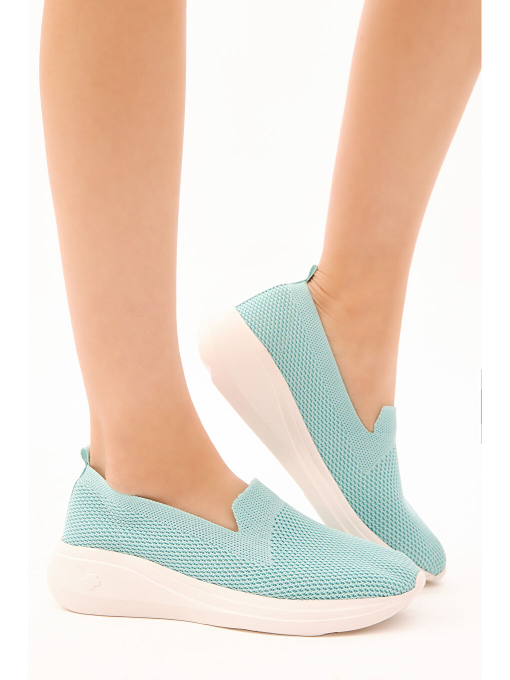 Kadın Turkuaz Rahat Kalıp Triko Sneaker