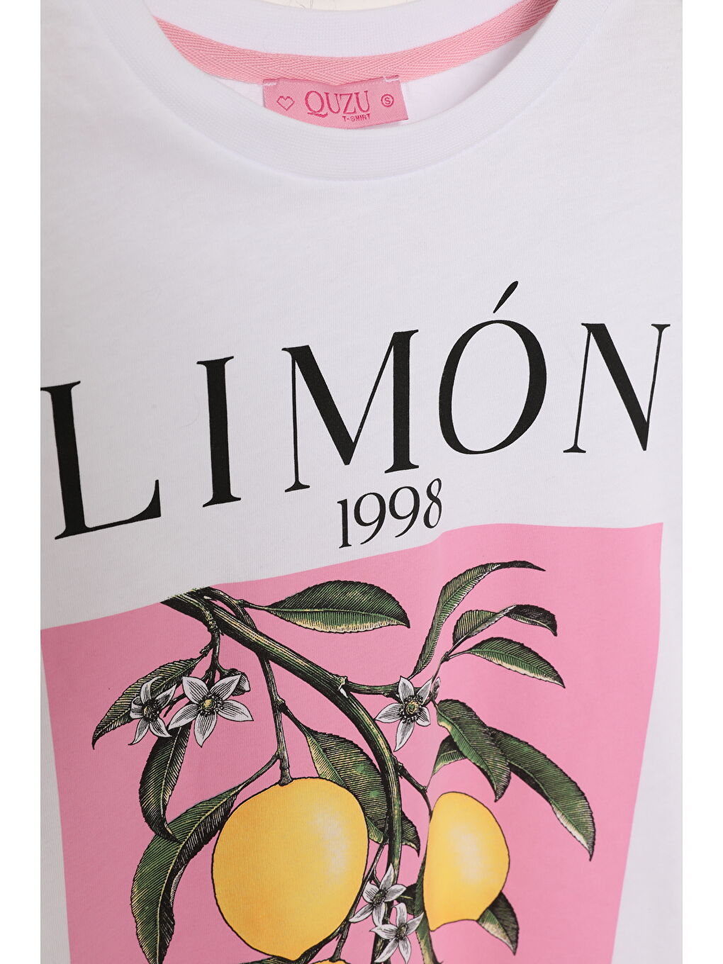 Renkli Limon Baskılı Tişört Beyaz-2