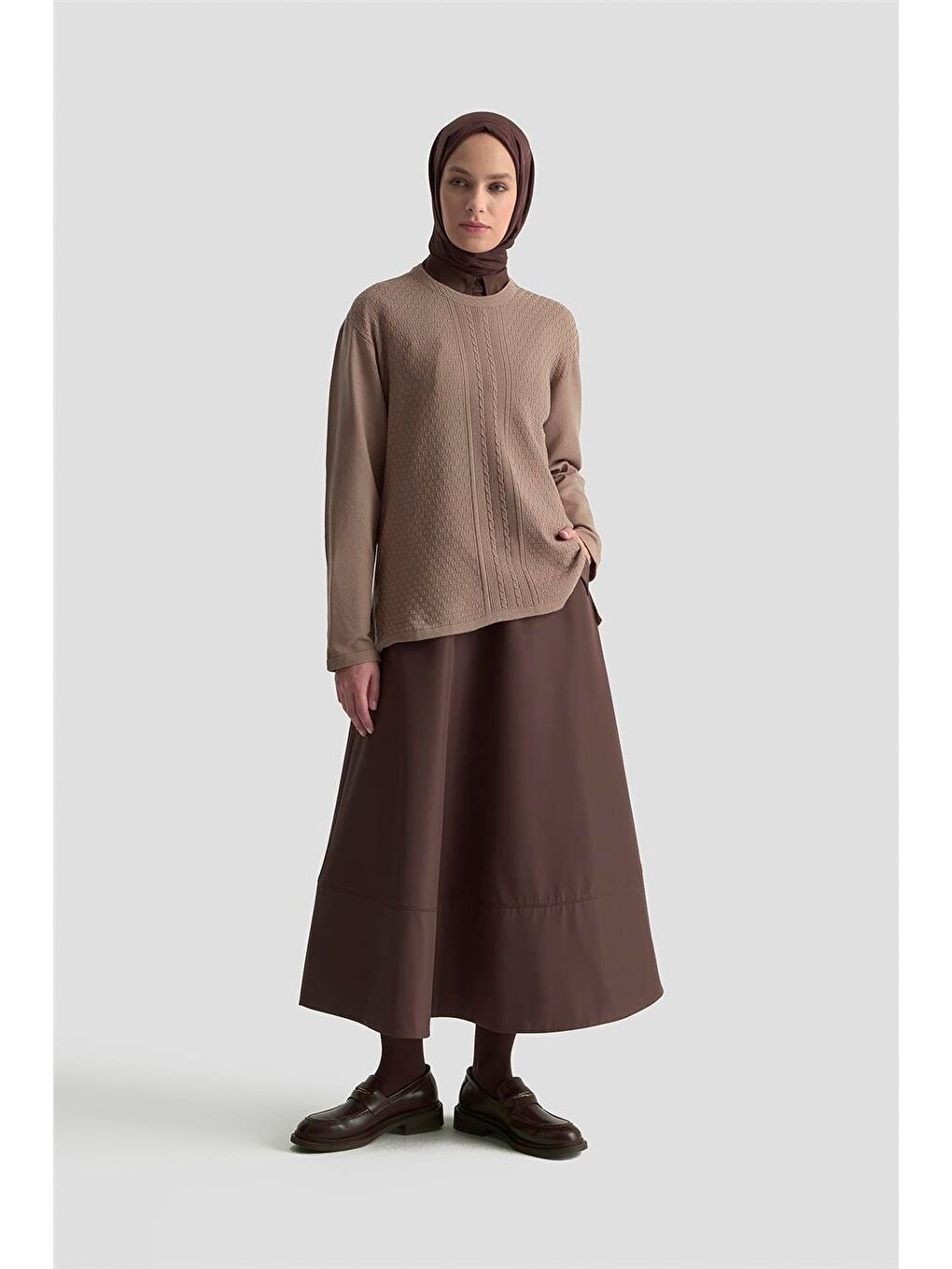 Bej Desenli Kazak 25Kd7008 Vizon