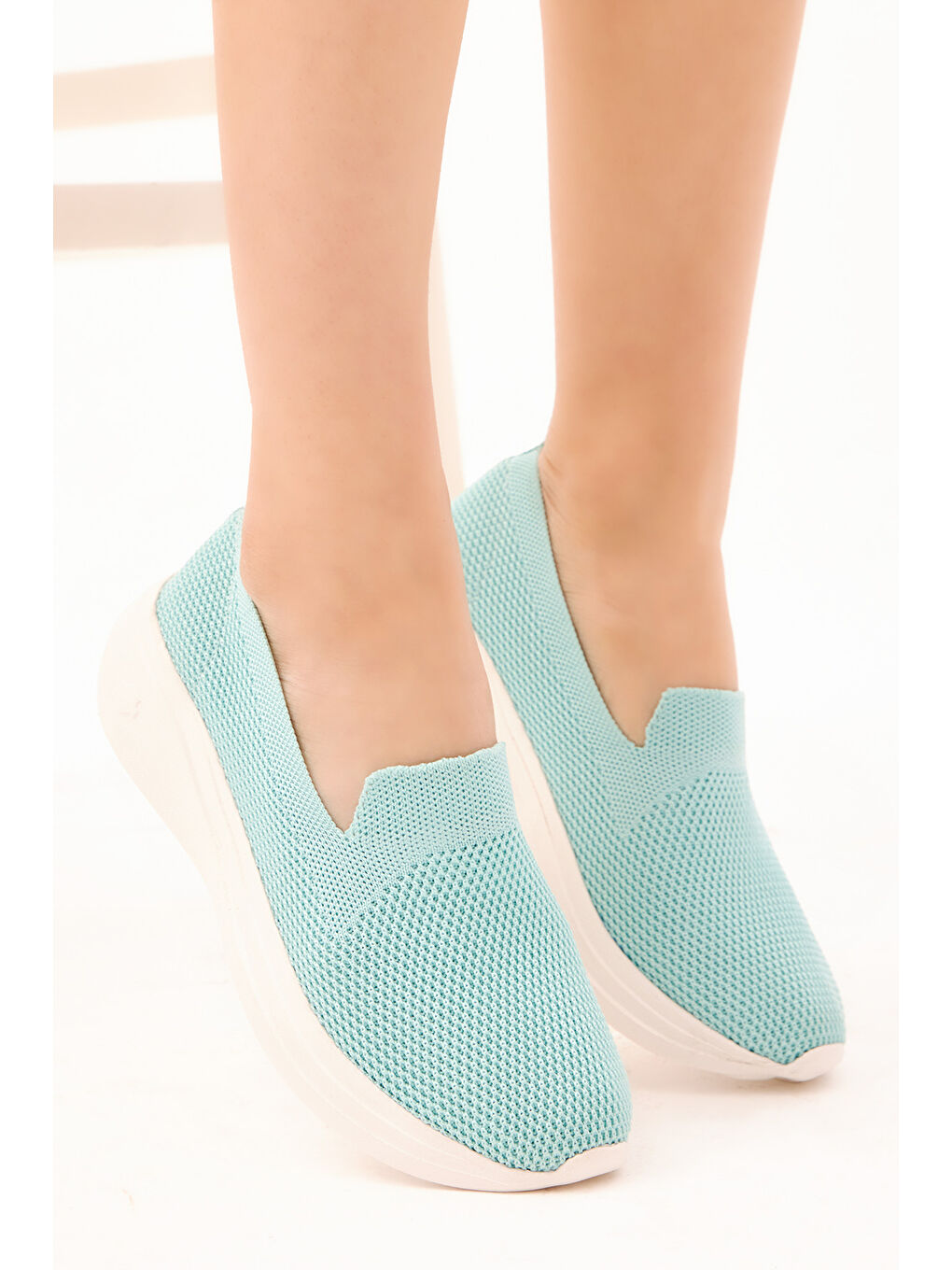 Kadın Turkuaz Rahat Kalıp Triko Sneaker-1