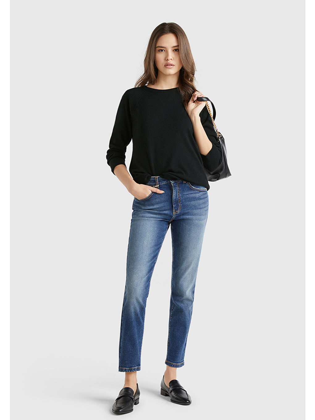 Siyah Kadın Sİyah Kaşmir Karışımlı Kazak-4