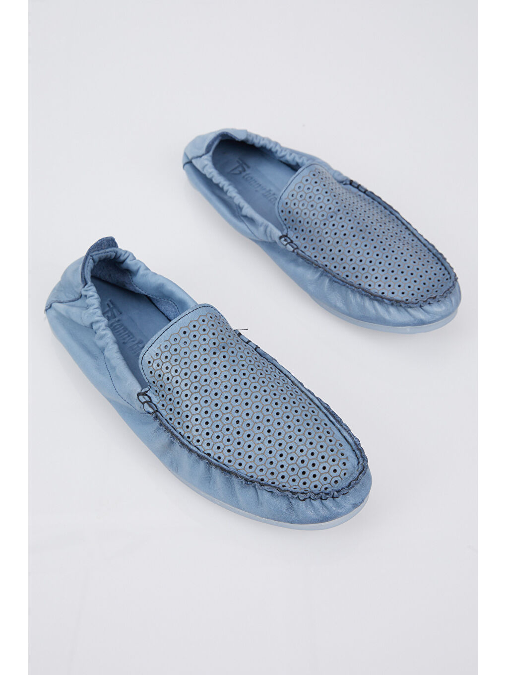 Erkek Mavi Arkası Lastikli Hakiki Deri Loafer