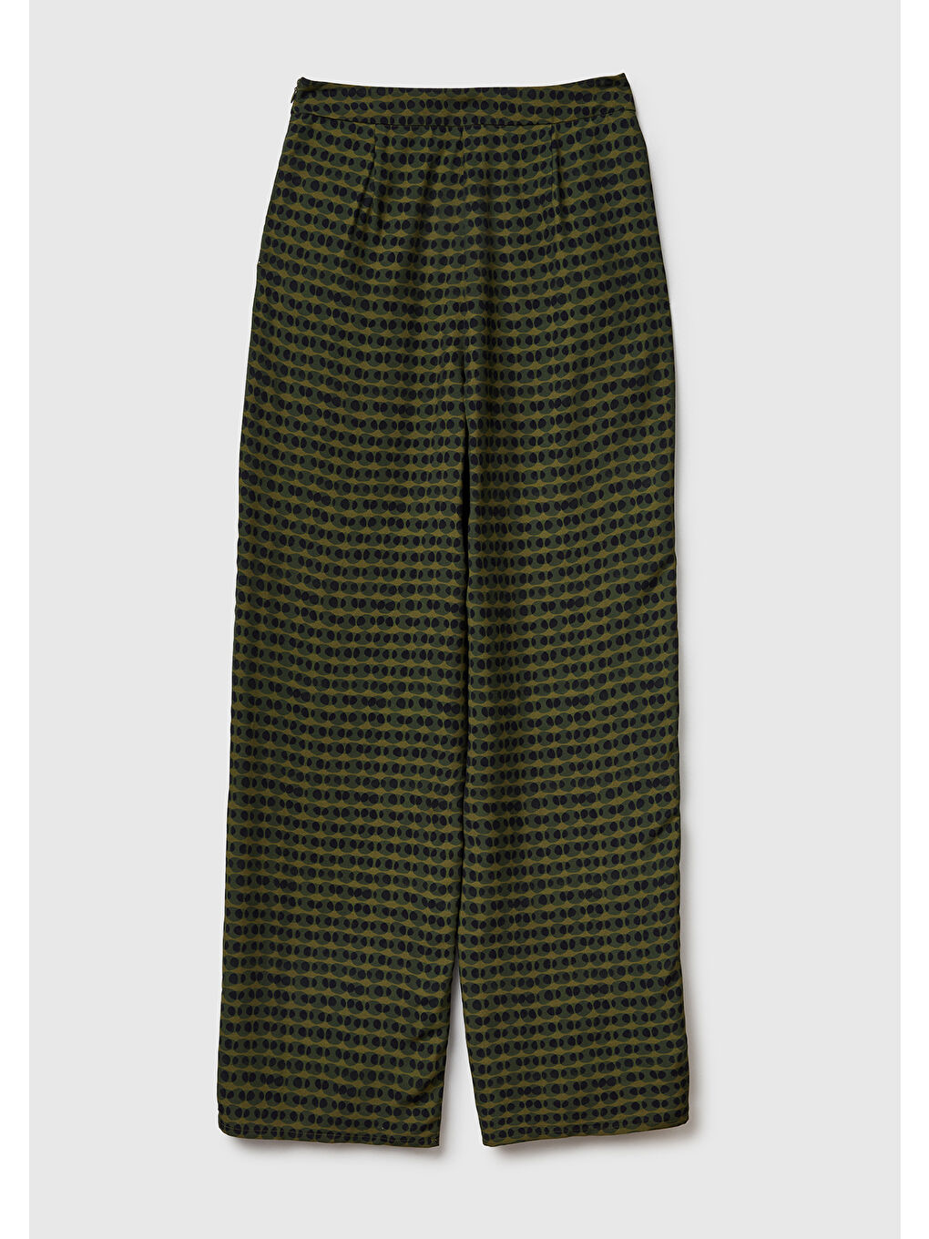 Kadın Koyu Yeşil %100 Viskoz Tamamı Desenli Beli Lastikli Pantolon-3