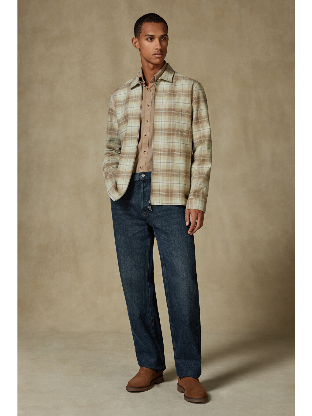 Prato Flanel Pamuklu Overshirt Fit Yeşil Klasik Yaka Erkek Ekoseli Gömlek Ceket-2