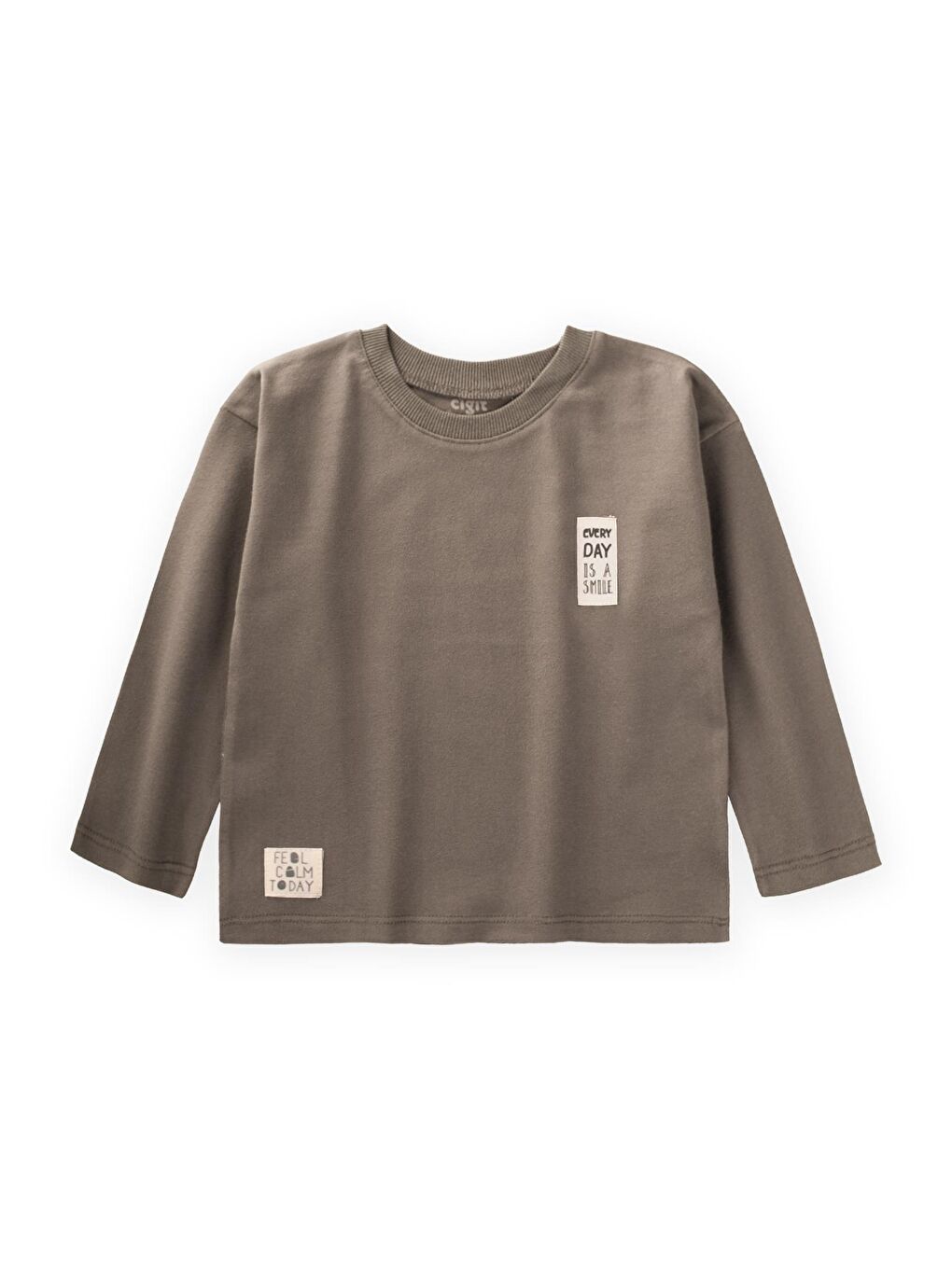 Turuncu Etiket Detaylı Mevsimlik T-Shırt 2-10 Yaş Bakır