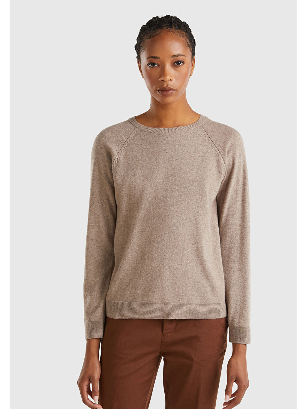 Kahverengi Kadın Taba Kaşmir Karışımlı Kazak