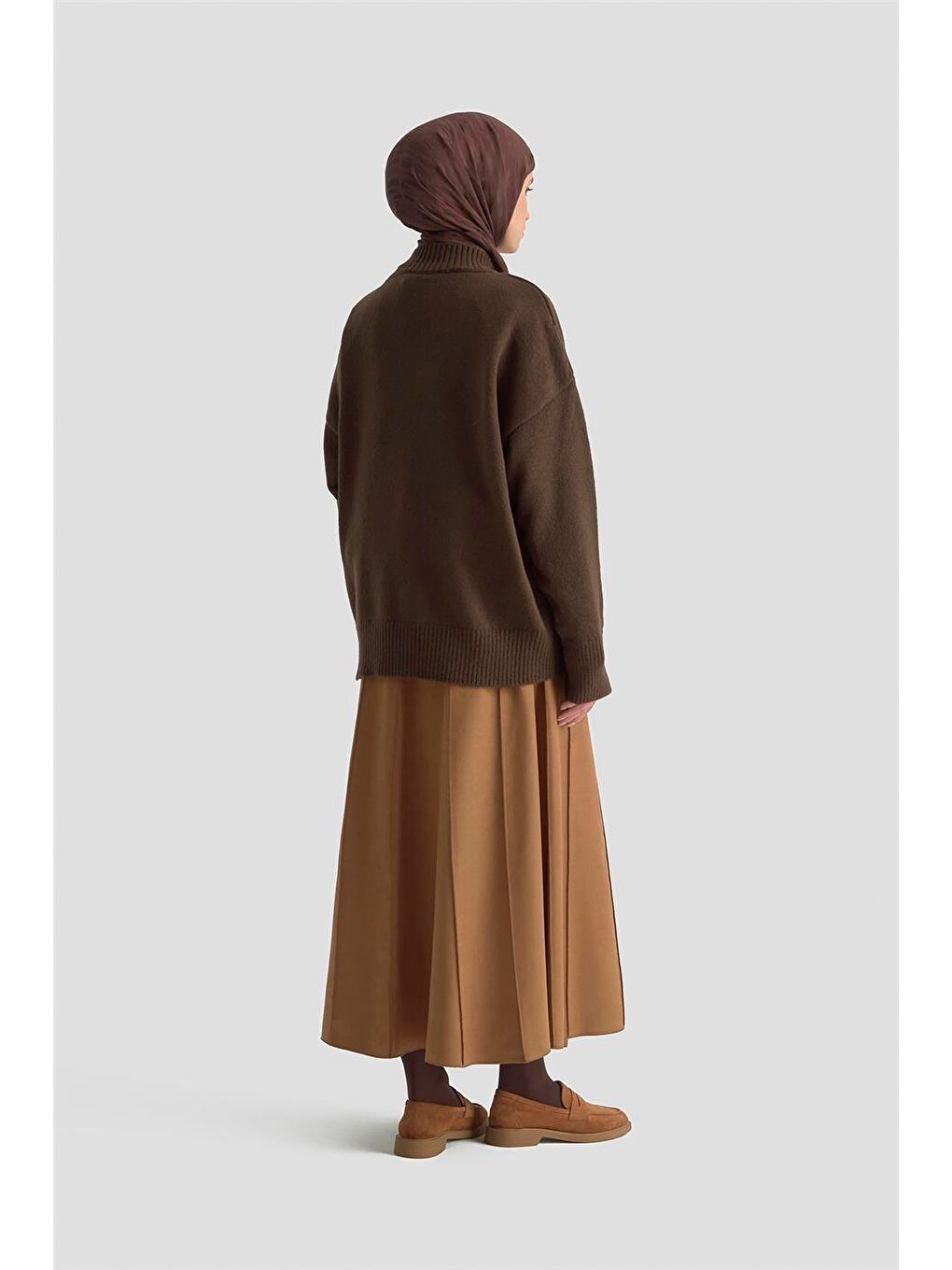 Kahverengi Nakışlı Oversize Kazak 25Kd6015 Acı Kahve-4