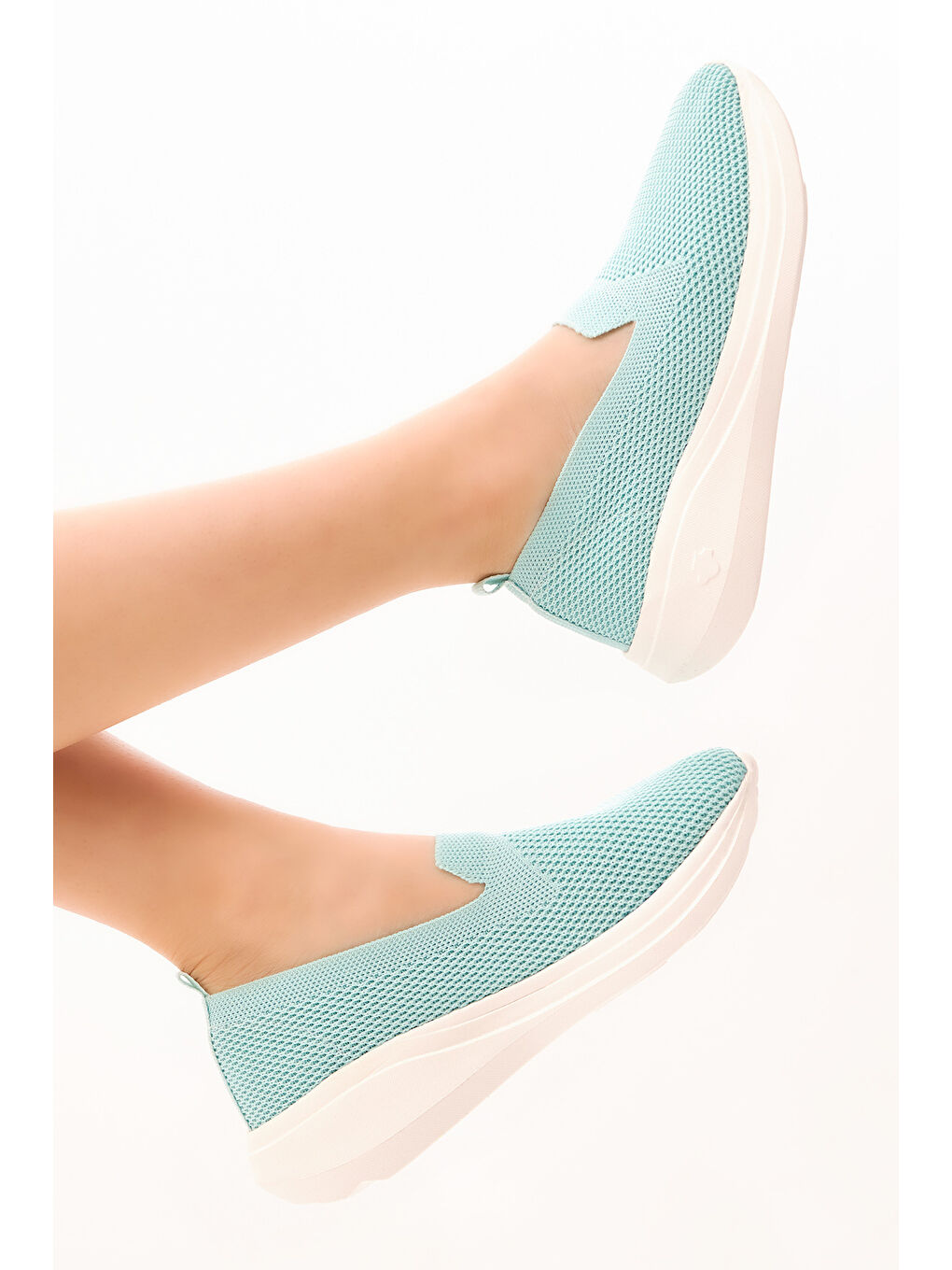 Kadın Turkuaz Rahat Kalıp Triko Sneaker-2
