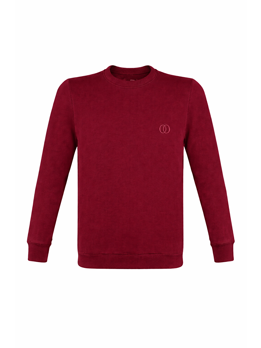 Bordo Erkek Pamuklu Sıfır Yaka Yüksek Kalite Uzun Kollu Kompakt Kumaş Sweatshirt