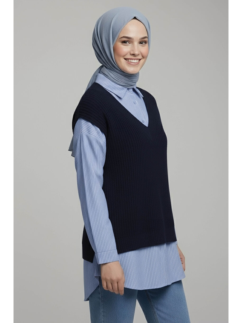 Triko Kol Detaylı Gömlek Lacivert - 28007-LACIVERT-1