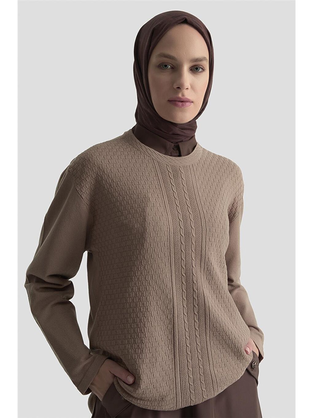 Bej Desenli Kazak 25Kd7008 Vizon-2