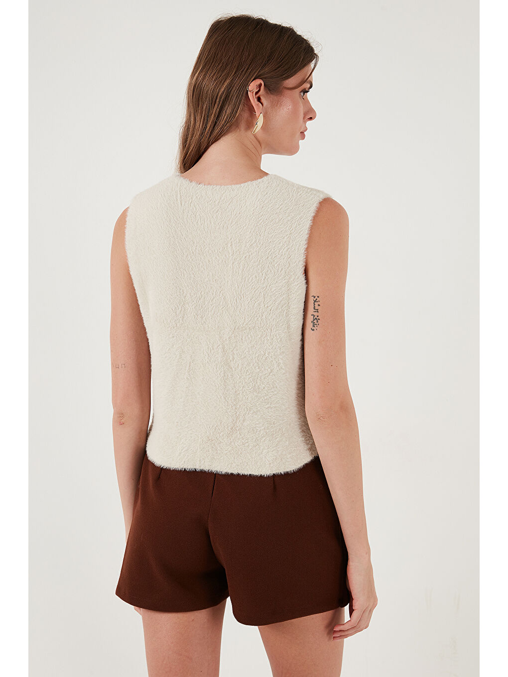 Bej Regular Fit V Yaka Yumuşak Dokulu Düğmeli Yelek 4615241-5