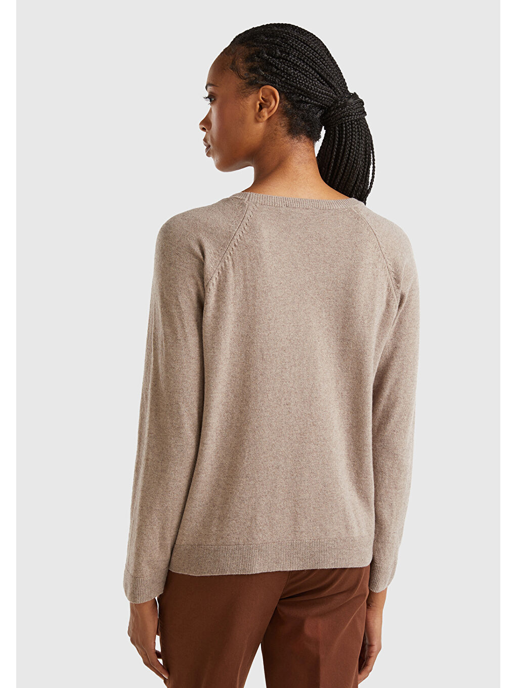 Kahverengi Kadın Taba Kaşmir Karışımlı Kazak-2