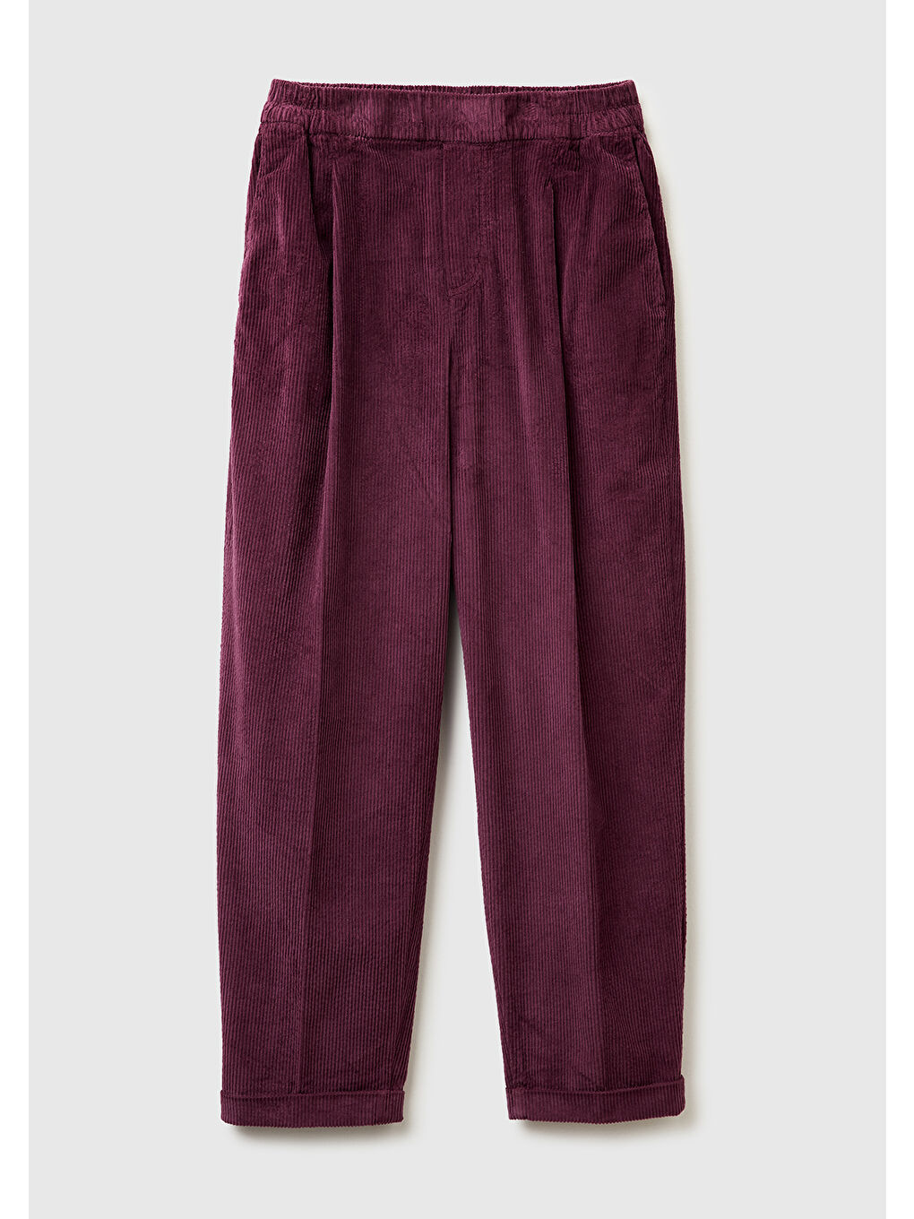 Kadın Mürdüm Beli Lastikli Kadife Pantolon-1