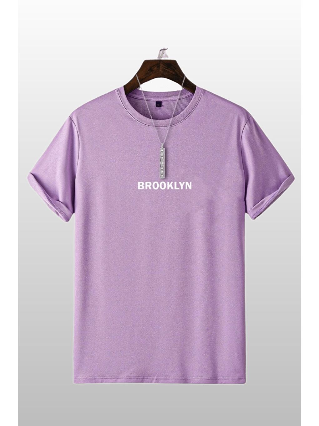 Kadın Brooklyn Baskılı 3lü Paket Gül Kurusu Lila Mor T Shirt-2