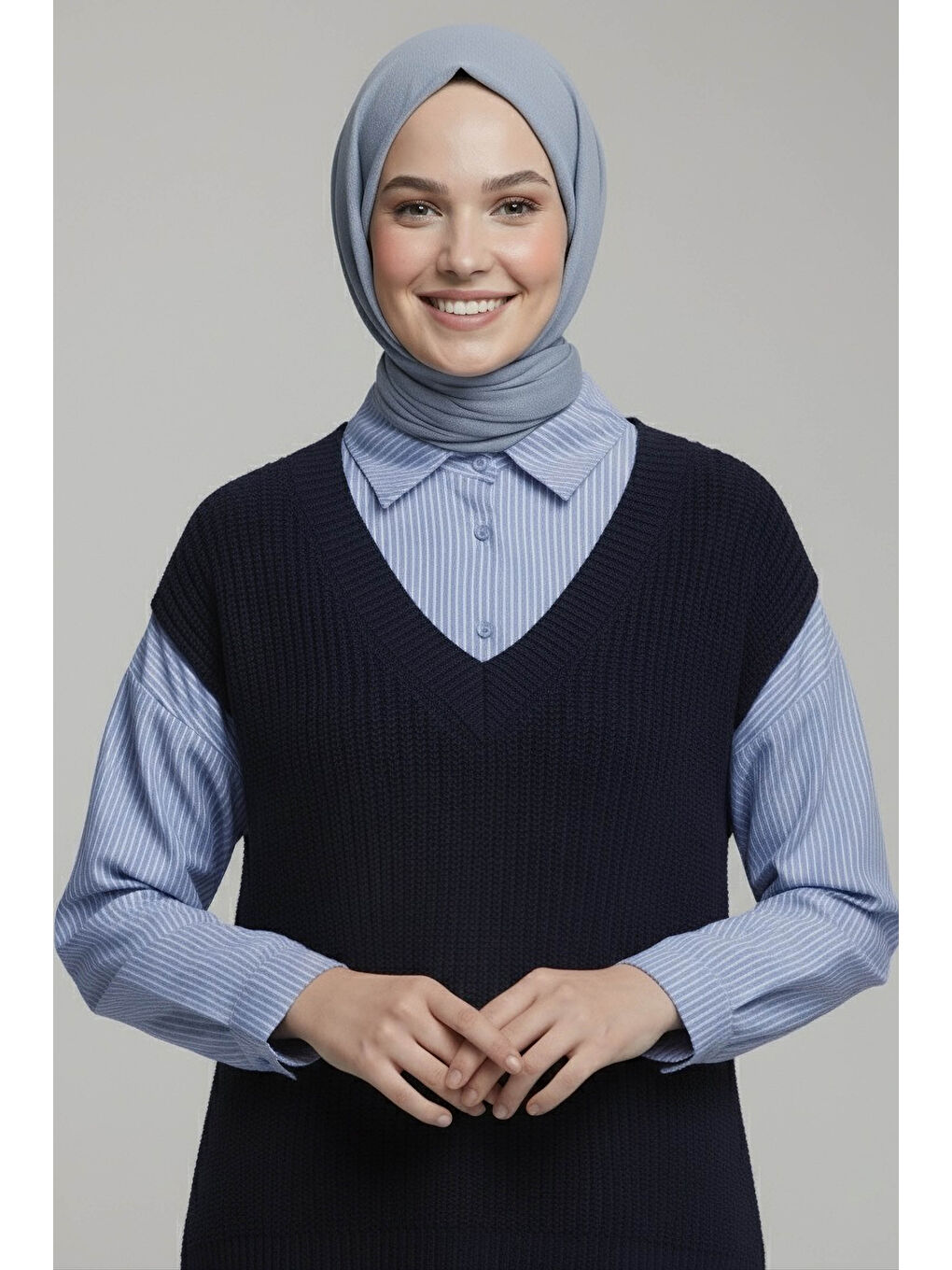 Triko Kol Detaylı Gömlek Lacivert - 28007-LACIVERT-2