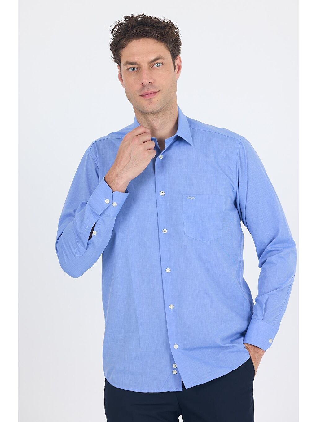 Mavi Uzun Kol Pamuklu Basic Comfort Fit Gömlek 1004250002-2