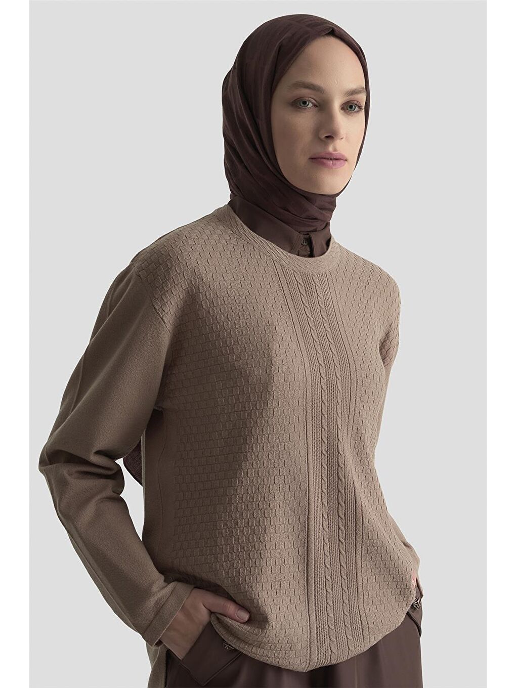 Bej Desenli Kazak 25Kd7008 Vizon-3