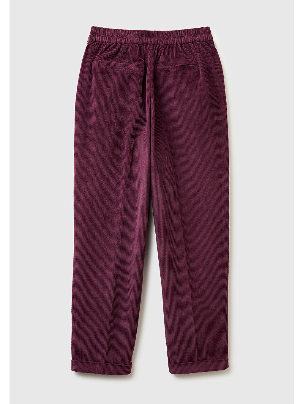 Kadın Mürdüm Beli Lastikli Kadife Pantolon-3