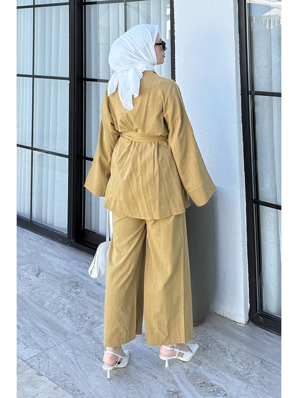 Kimono Tesettür Takım Yağ Yeşili-2