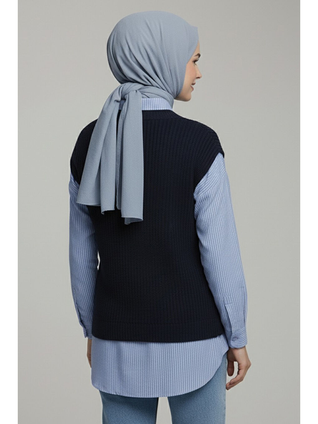 Triko Kol Detaylı Gömlek Lacivert - 28007-LACIVERT-3