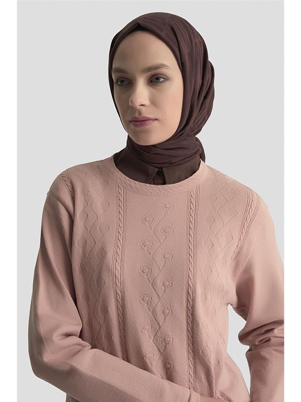 Pembe Desenli Kazak 25Kd7009 Pudra