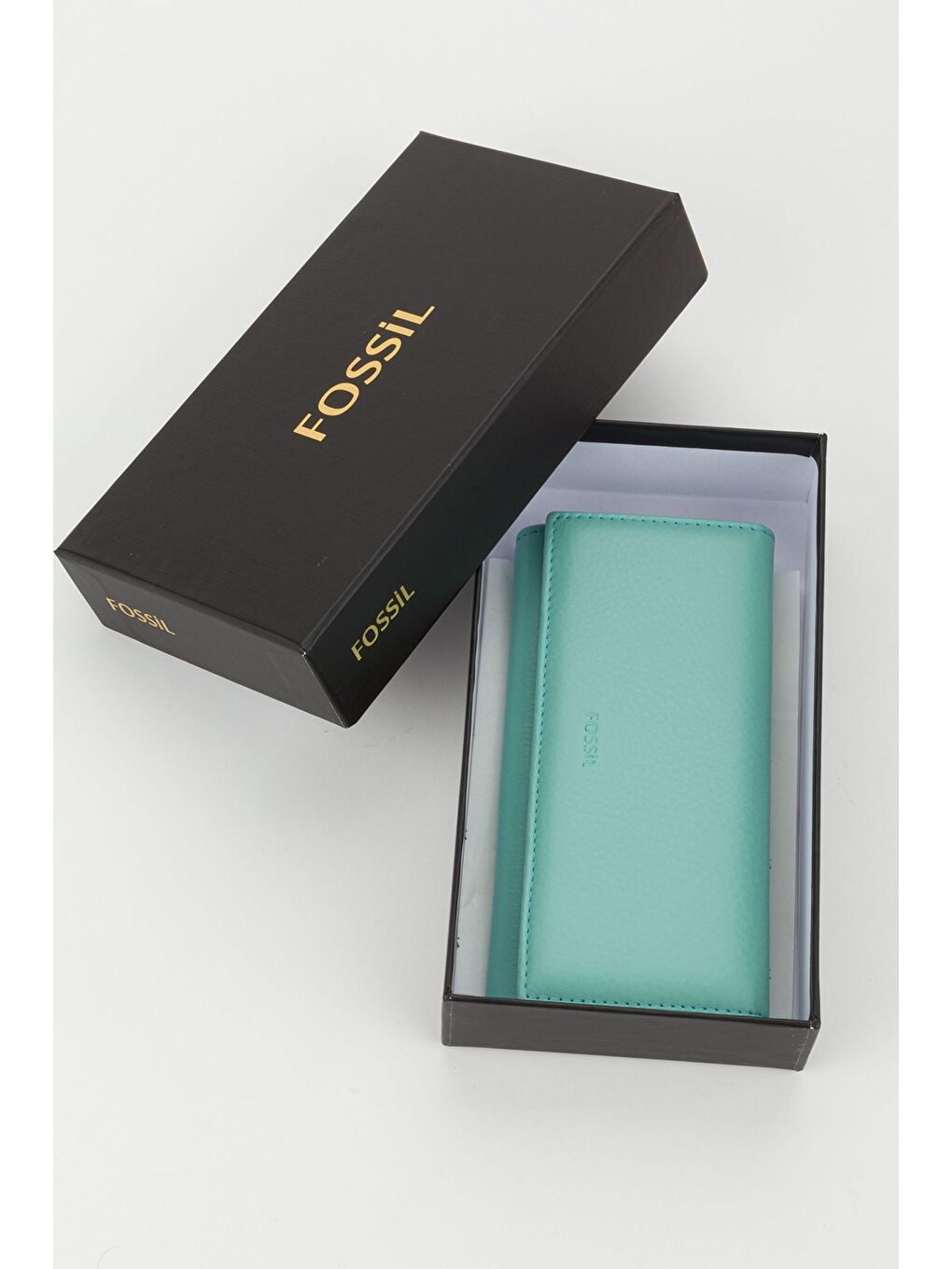 Turkuaz Kutulu Hakiki Deri Buz Mavi Büyük Boy Kadın El Portföyü Kartlık Cüzdan-7