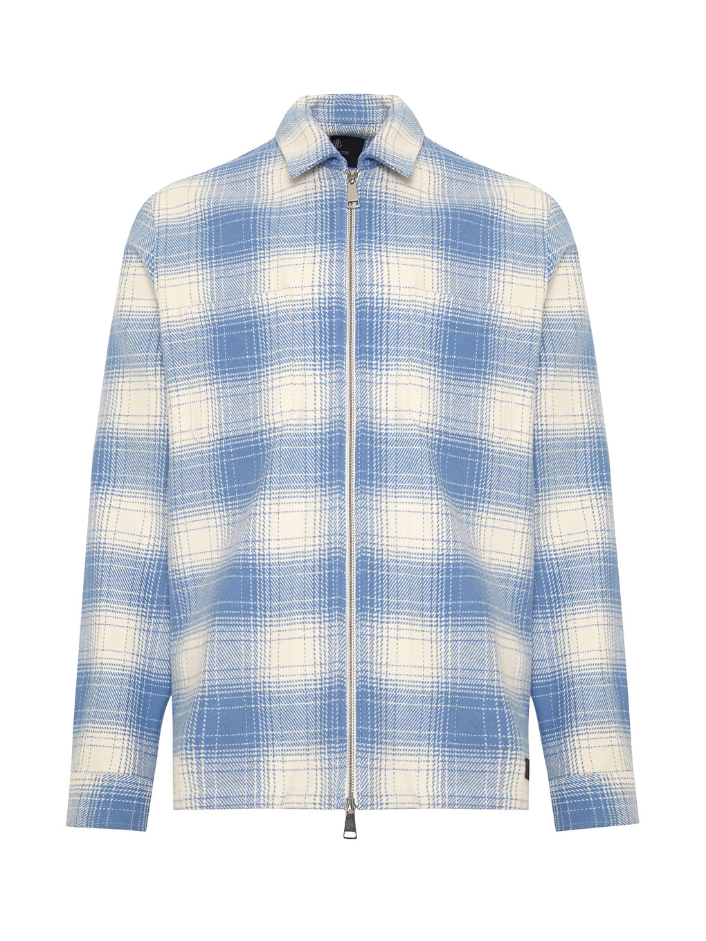 Prato Flanel Pamuklu Overshirt Fit Mavi Klasik Yaka Erkek Ekoseli Gömlek Ceket-1