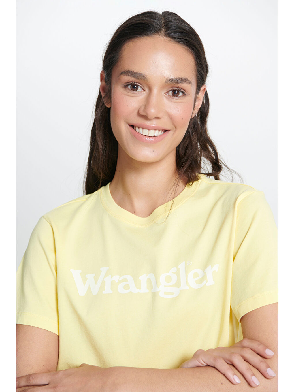 Sarı Regular Fit Normal Kesim Kısa Kollu Bisiklet Yaka %100 Pamuk Logolu Tshirt-3