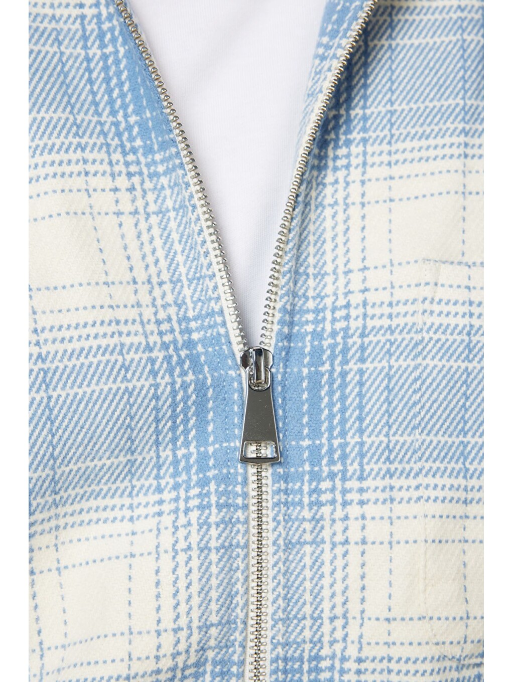 Prato Flanel Pamuklu Overshirt Fit Mavi Klasik Yaka Erkek Ekoseli Gömlek Ceket-3