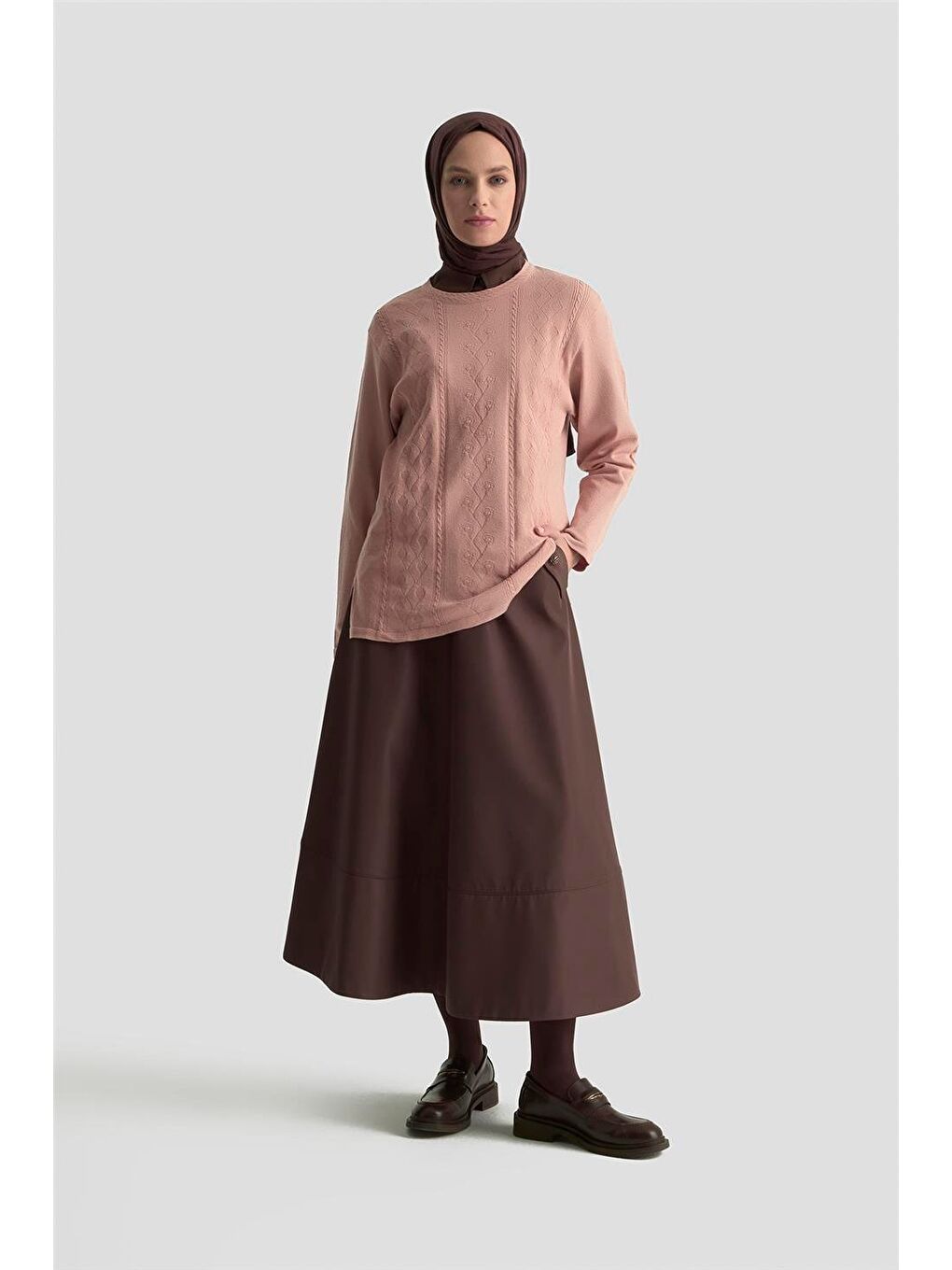 Pembe Desenli Kazak 25Kd7009 Pudra-1