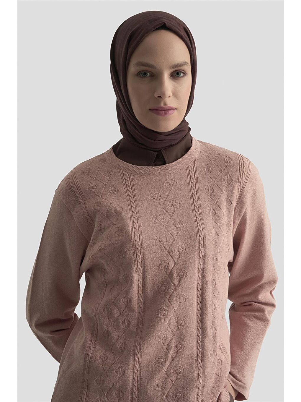 Pembe Desenli Kazak 25Kd7009 Pudra-2