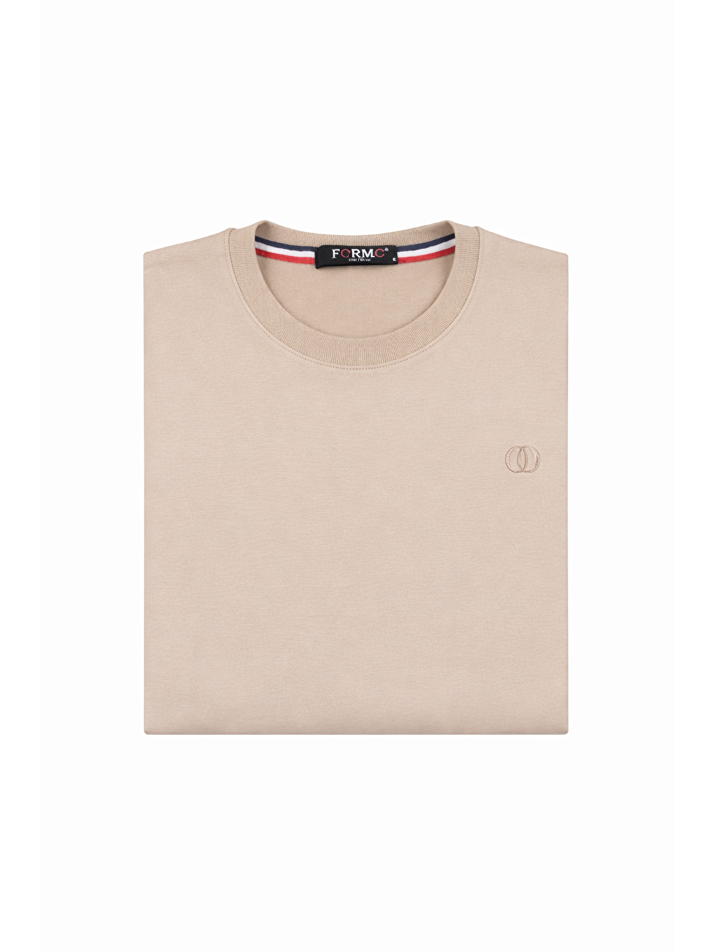 Bej Erkek Pamuklu Sıfır Yaka Yüksek Kalite Uzun Kollu Kompakt Kumaş Sweatshirt-2