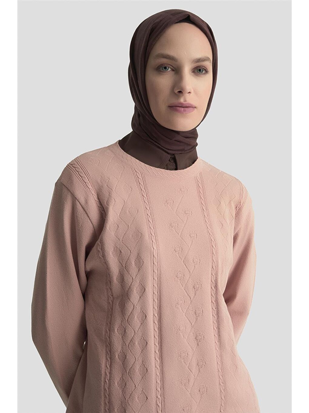 Pembe Desenli Kazak 25Kd7009 Pudra-3