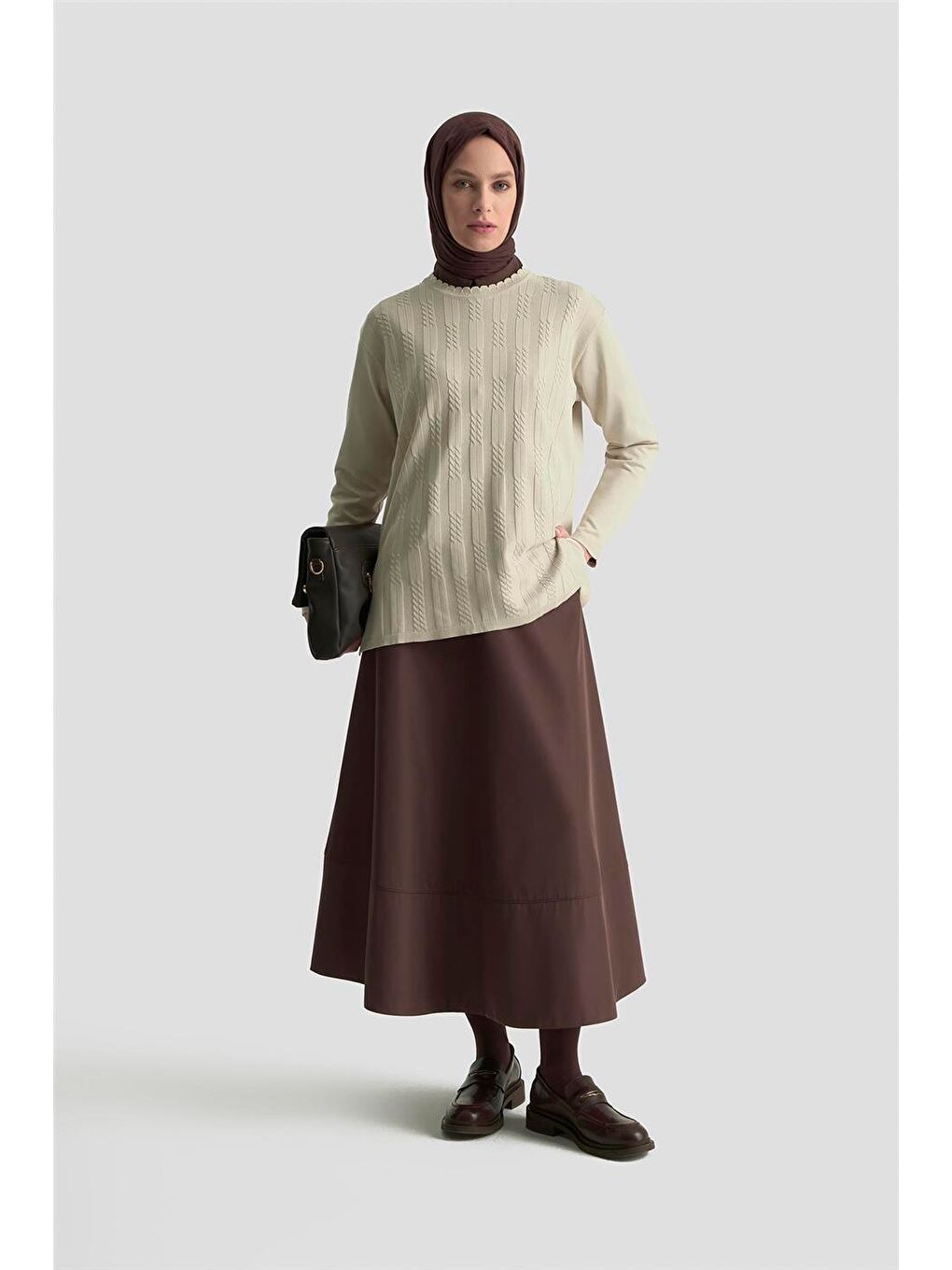 Örgü Desenli Kazak 25Kd7004 Bej-1