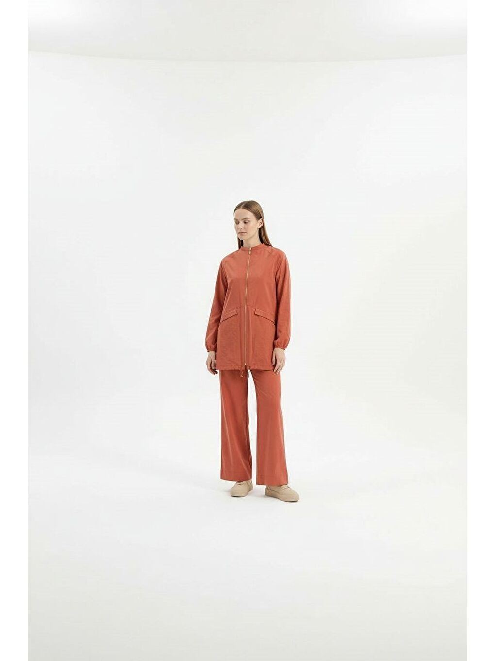 Kahverengi Kiremit-Garni Detaylı Eşofman Takımı-3