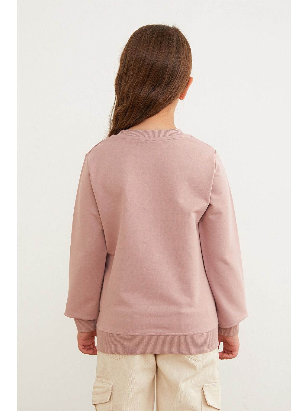 Pembe Beautiful Yazı Baskılı Kız Çocuk Sweatshirt-2