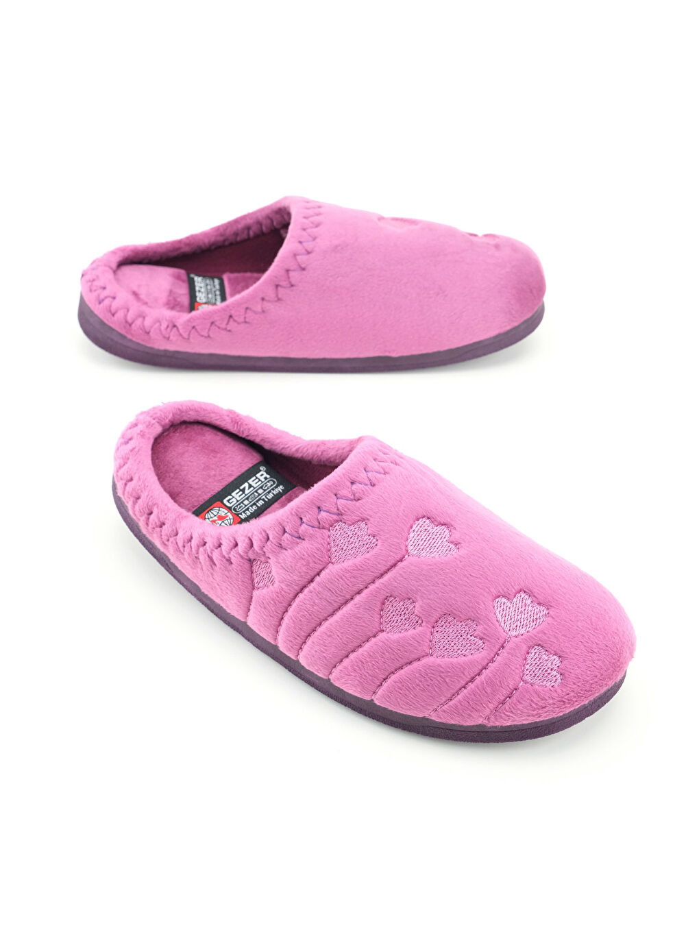 Mor Kadın Kışlık PU Rahat Taban Nakışlı Tasarım Ev Bahçe Terlik