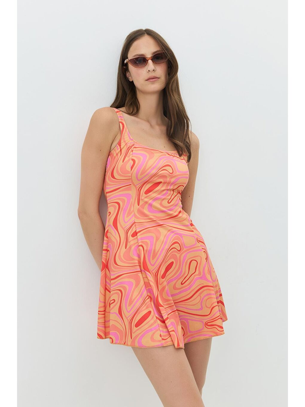 Şortlu Elbise Mayo 7490 Turuncu-3