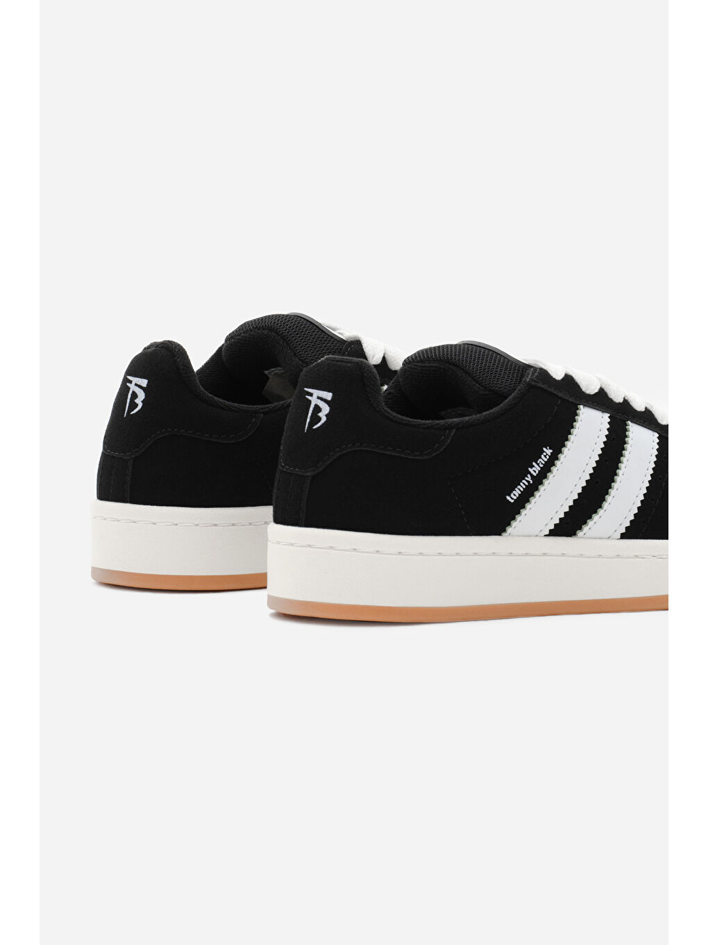 Kadın Siyah Süet Termo Taban Yanı Şeritli Bağcıklı Spor Ayakkabı-4