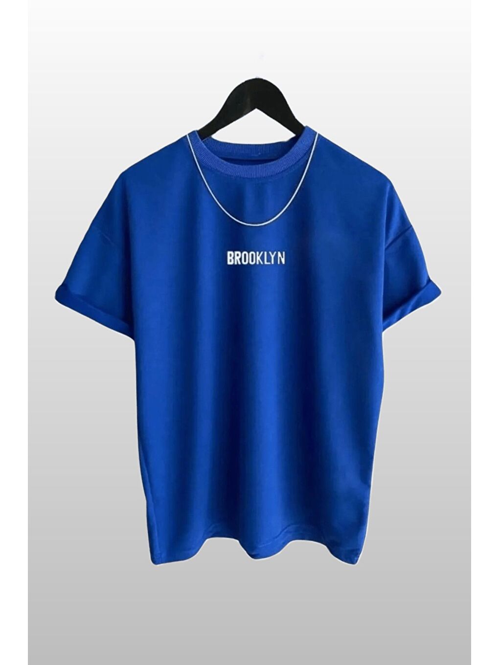Trendseninle Kadın Brooklyn Baskılı 3lü Paket Turuncu Siyah Mavi T Shirt - 3