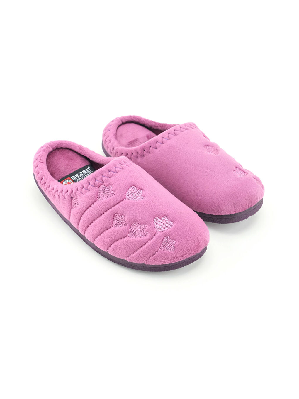 Mor Kadın Kışlık PU Rahat Taban Nakışlı Tasarım Ev Bahçe Terlik-2