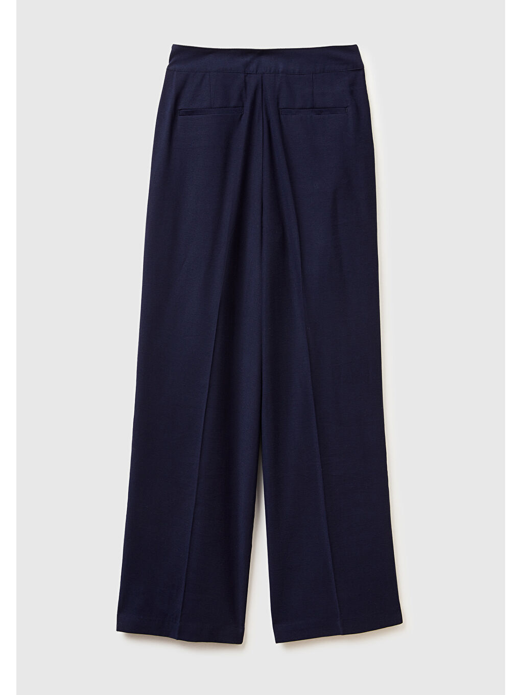 Kadın Lacivert Viskoz Karışımlı Arka Cep Detaylı Geniş Paça Pantolon-3