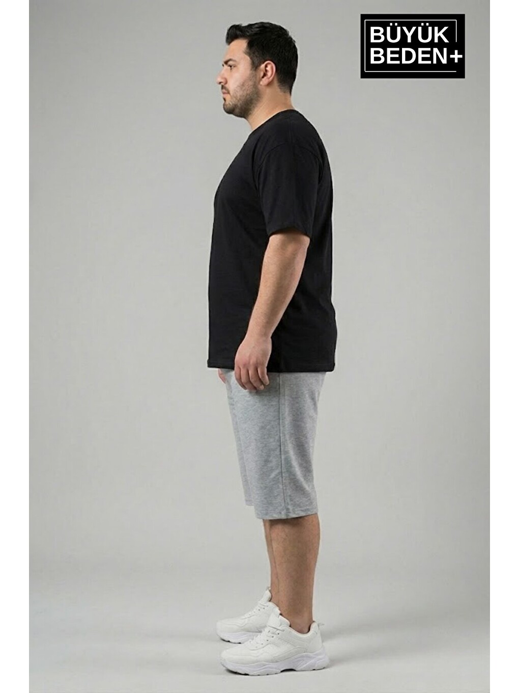 Lacivert Büyük Beden Erkek 2’li Kapri Şort Rahat Kalıp Seti 3XL-6XL SPR26BSR591+2-1