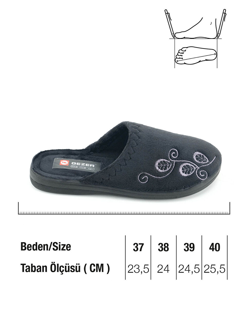 Siyah Kadın Kışlık PU Rahat Taban Nakışlı Tasarım Ev Bahçe Terlik-1