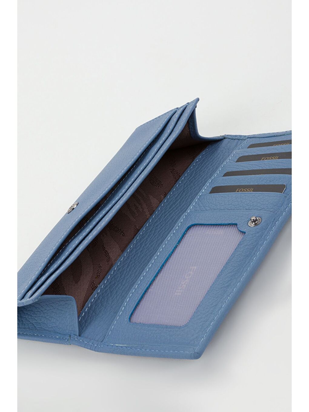 Kutulu Hakiki Deri Buz Mavi Büyük Boy Kadın El Portföyü Kartlık Cüzdan-2